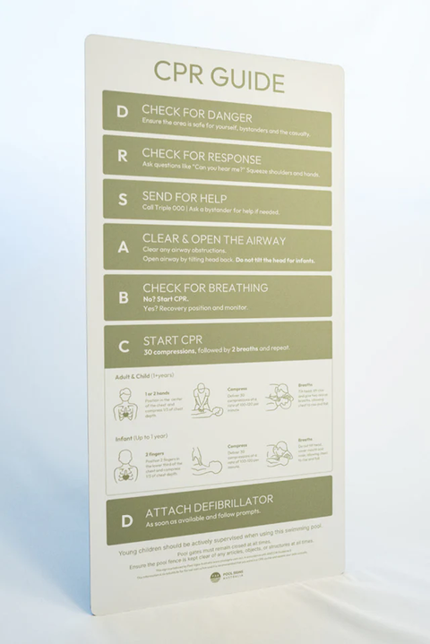 Moss Green CPR Pool Sign