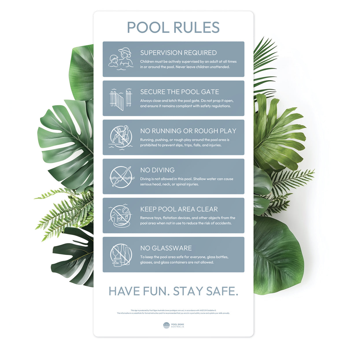 Pool Riser Sign Stone Blue Pool Rules Sign – Pool Signs Australia