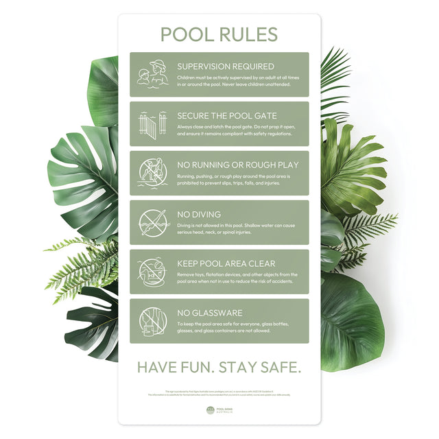 Community Pool Sign Moss Green Pool Rules Sign – Pool Signs Australia