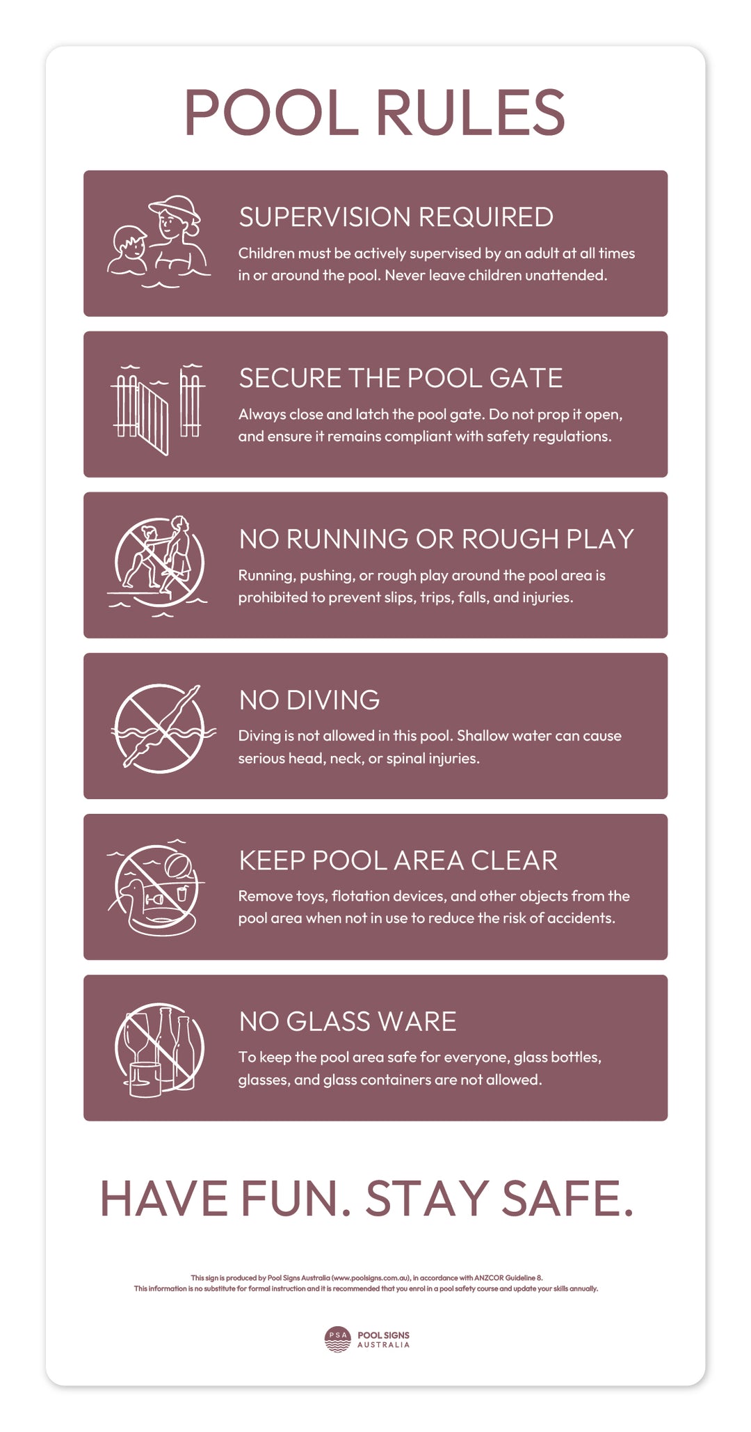 Earth Red Pool Rules Sign – Pool Signs Australia