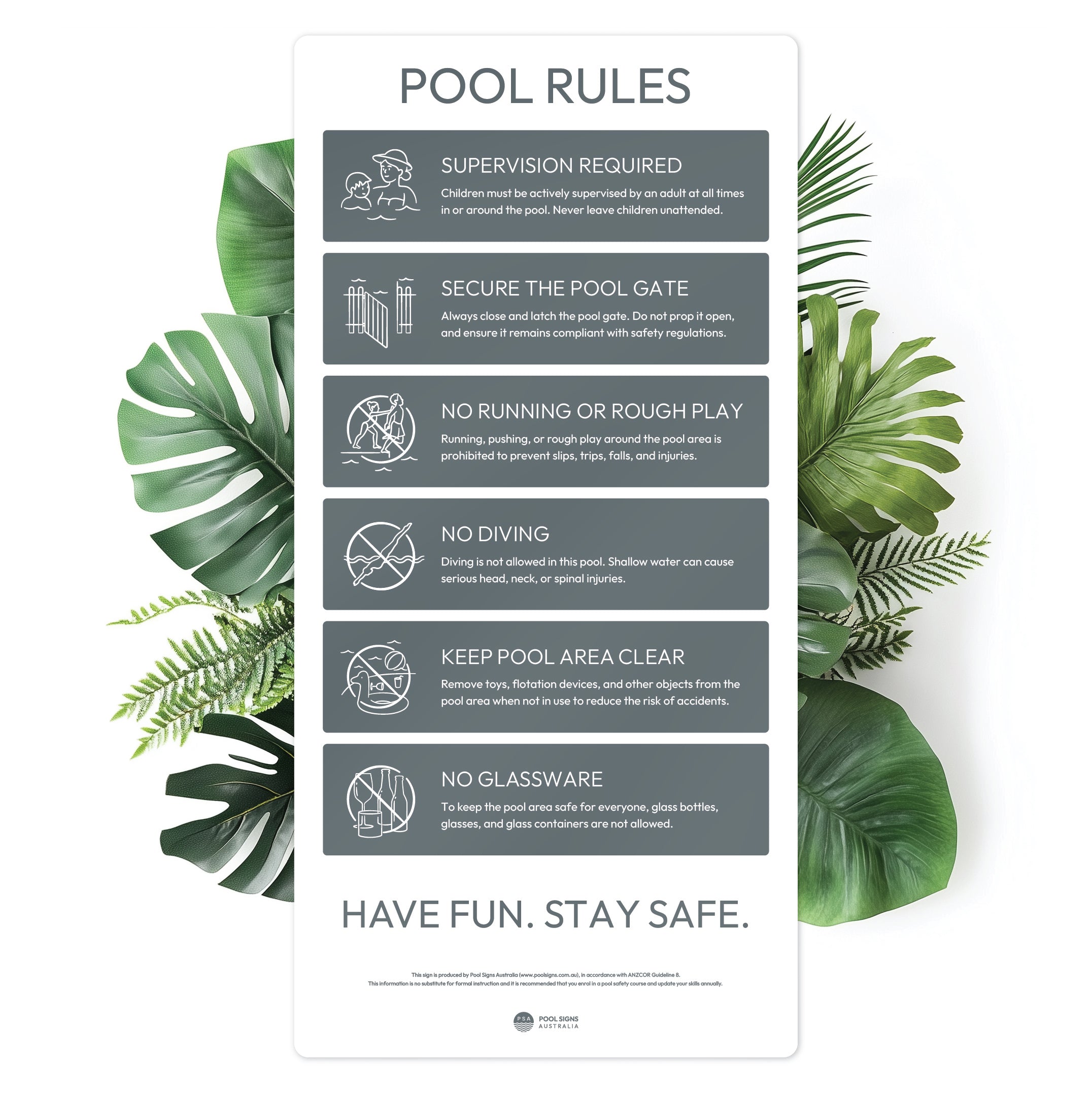 Pool Rules Project Slate Grey Pool Rules Sign – Pool Signs Australia