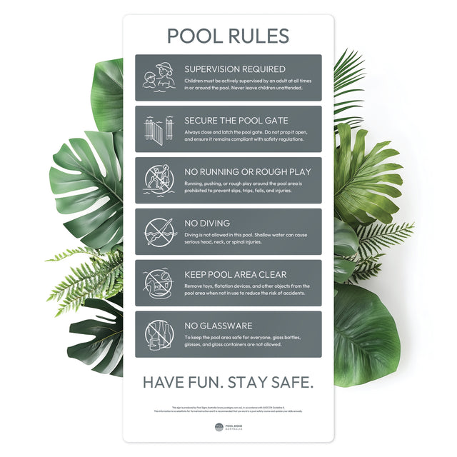Slate Grey Pool Rules Sign – Pool Signs Australia
