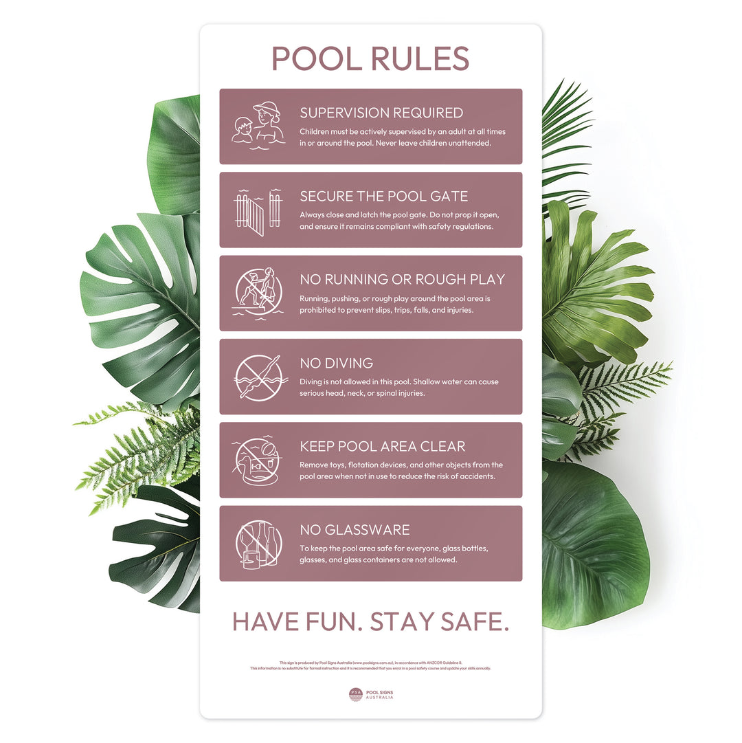Earth Red Pool Rules Sign – Pool Signs Australia